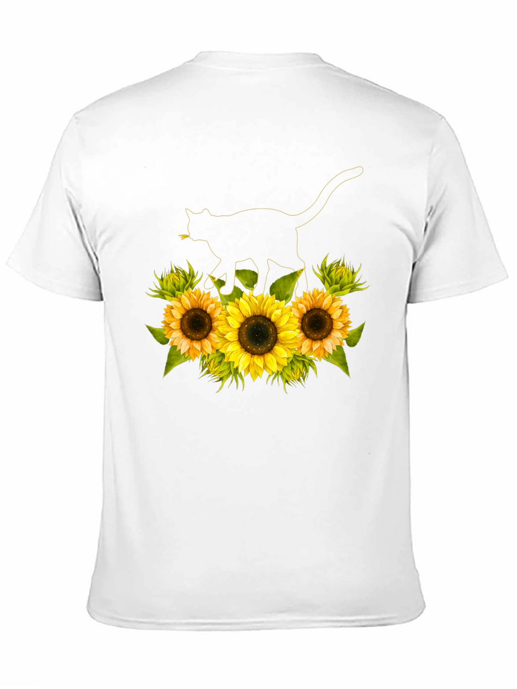 Sunflower Cat Black T-Shirt
