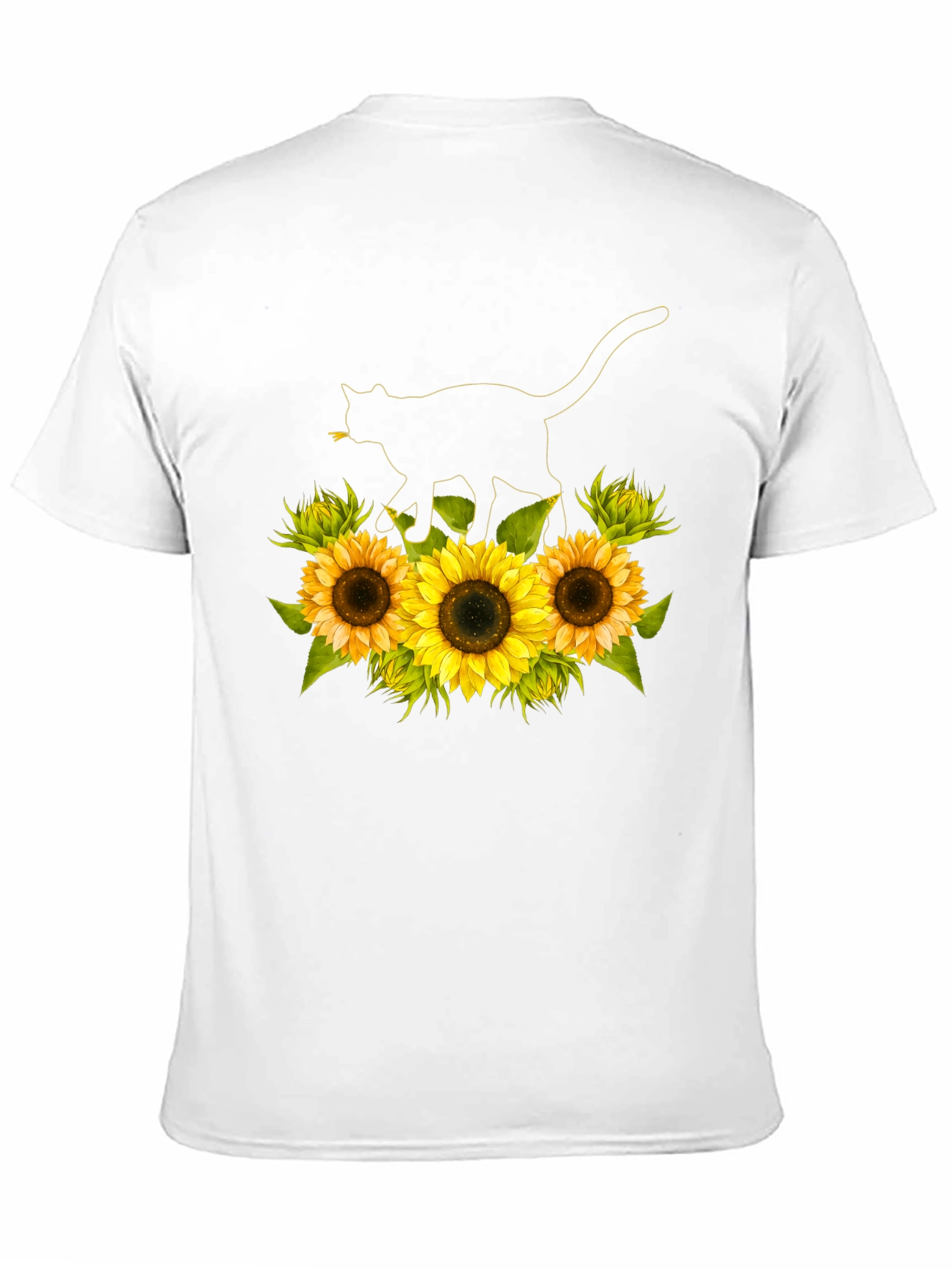 Sunflower Cat Black T-Shirt