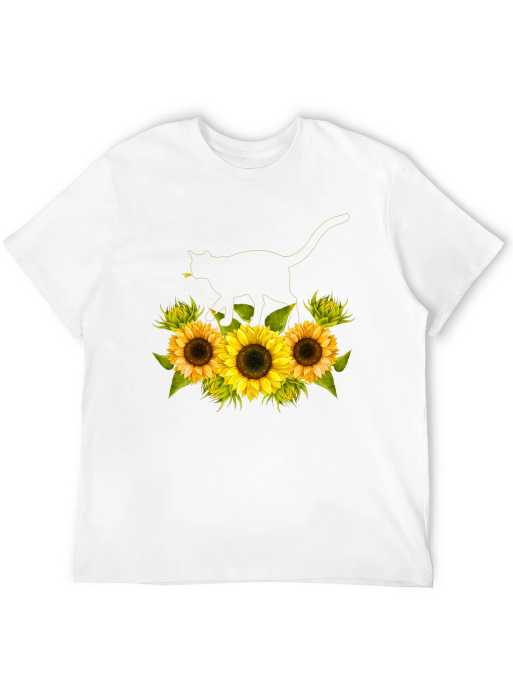 Sunflower Cat Black T-Shirt