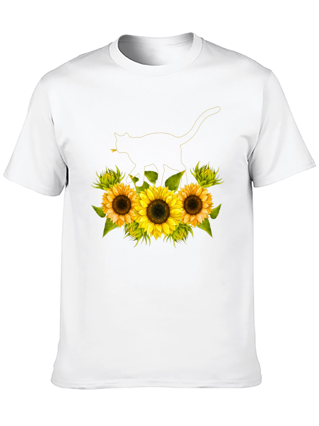 Sunflower Cat Black T-Shirt