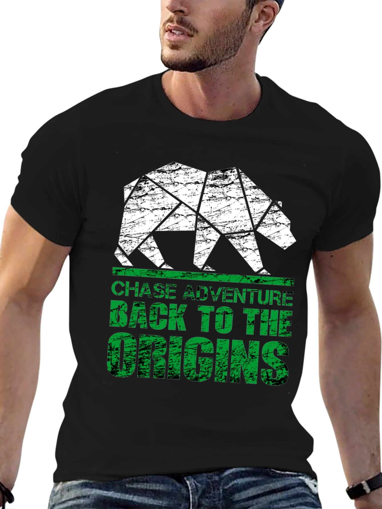 Geometric Bear Graphic T-Shirt - Chase Adventure