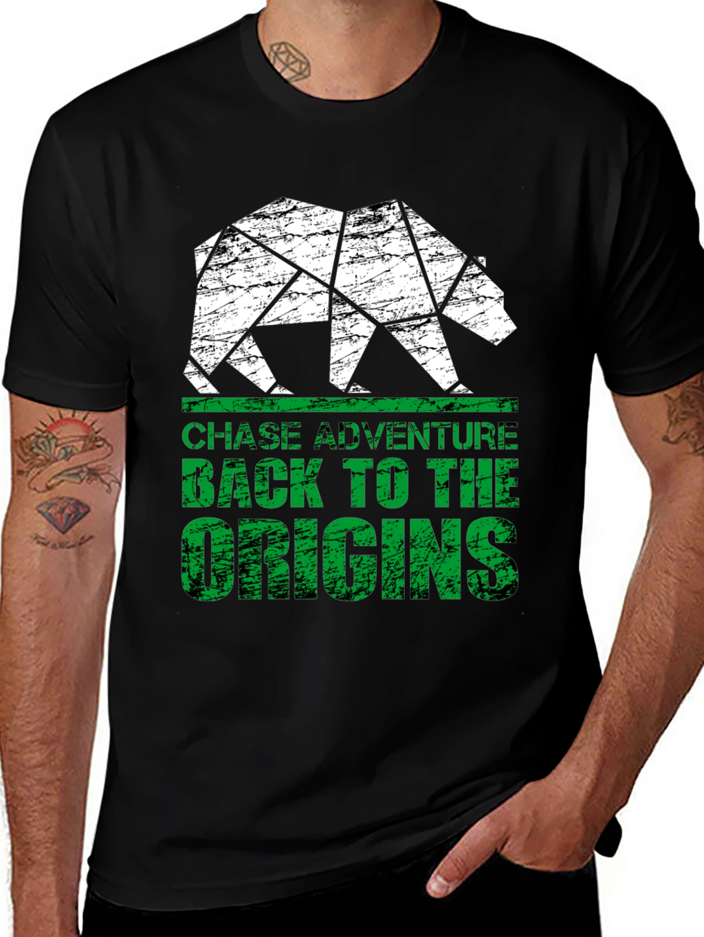 Geometric Bear Graphic T-Shirt - Chase Adventure