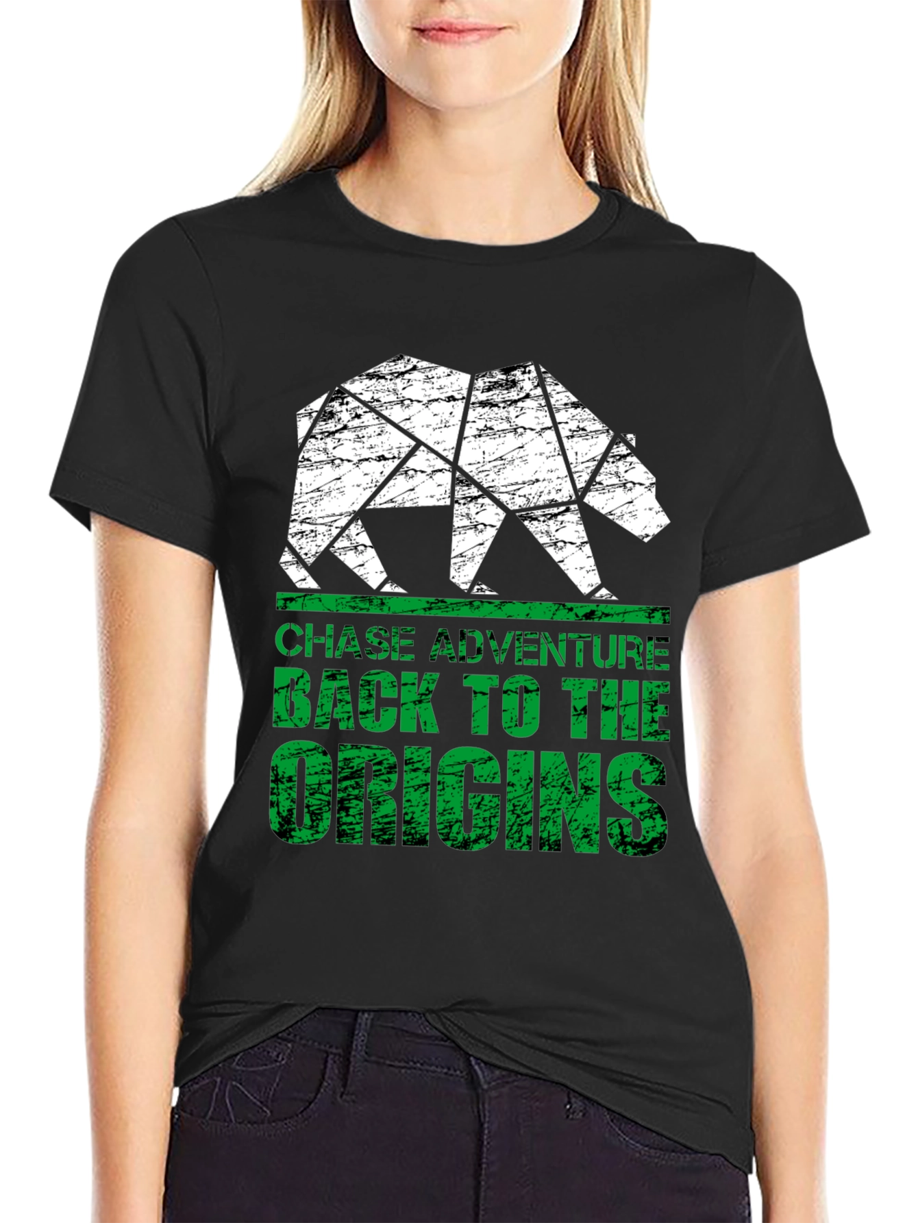 Geometric Bear Graphic T-Shirt - Chase Adventure