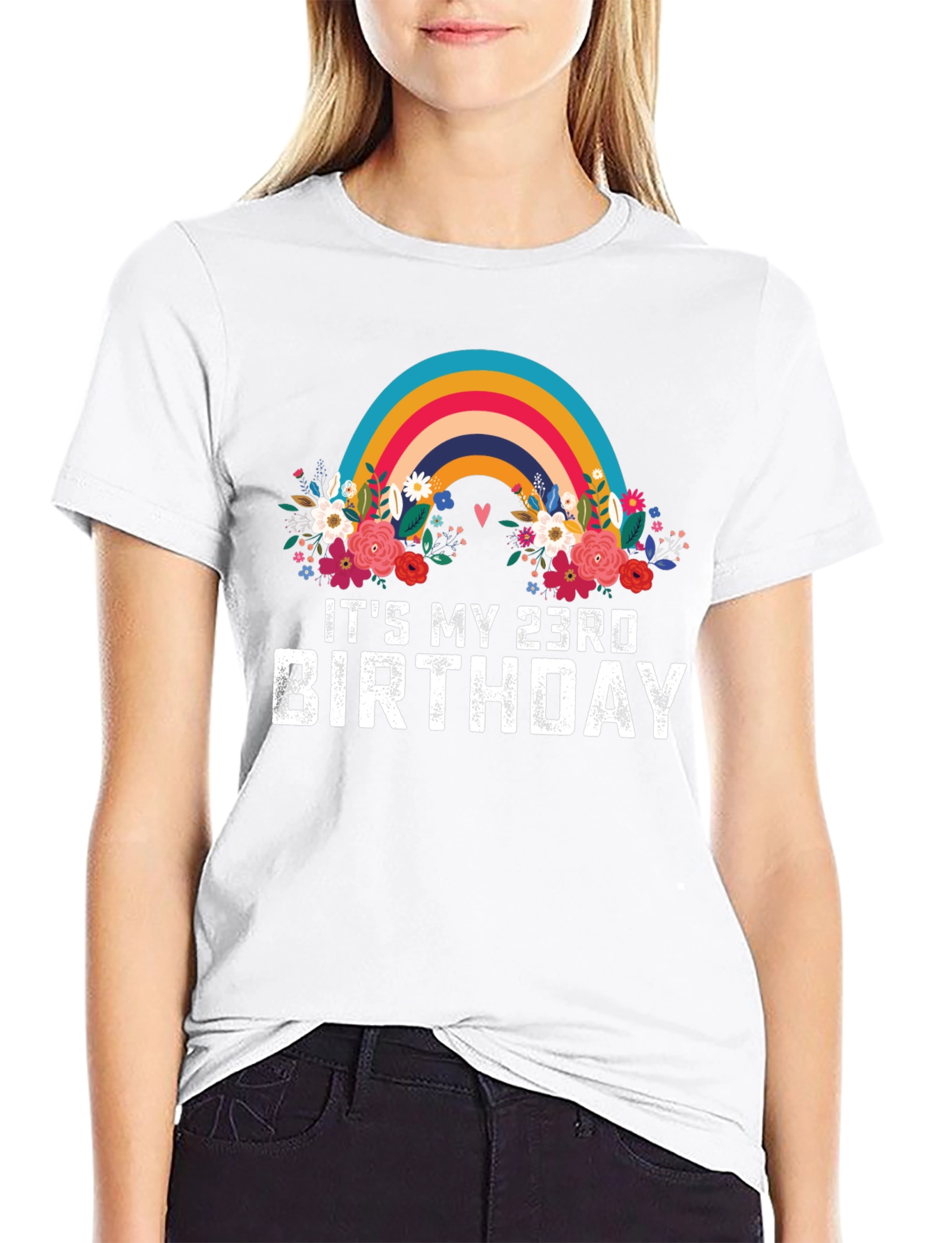 23rd Birthday Rainbow Floral T-Shirt
