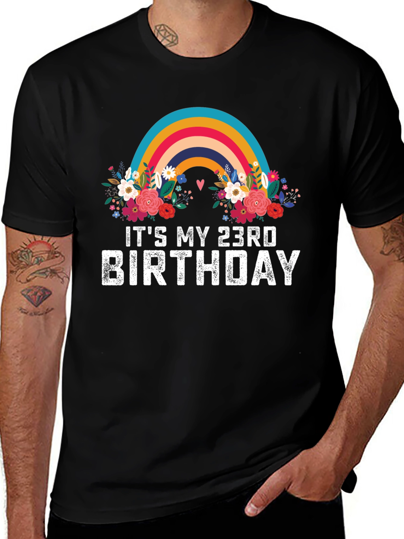 23rd Birthday Rainbow Floral T-Shirt