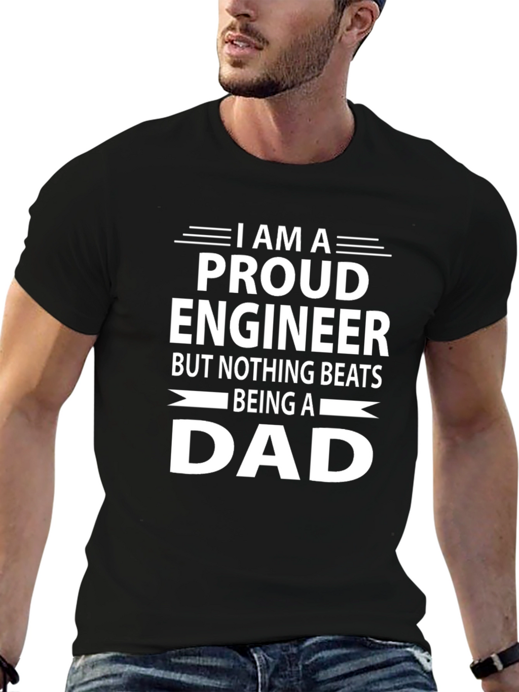 Proud Engineer Dad T-Shirt - Black