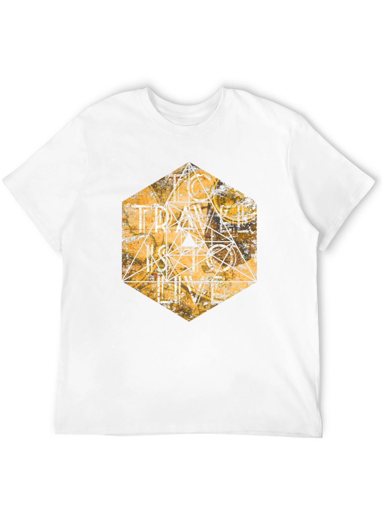 Geometric Graphic Tee - Black Cotton T-Shirt