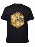 Geometric Graphic Tee - Black Cotton T-Shirt