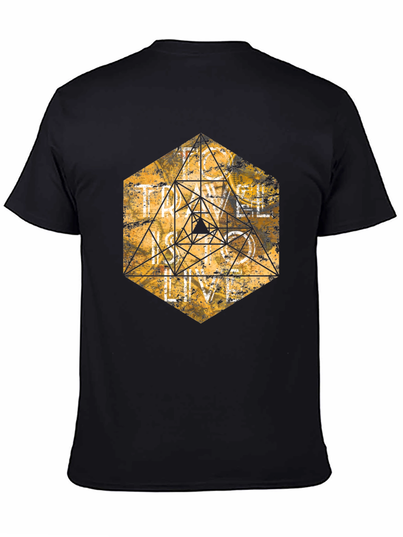 Geometric Graphic Tee - Black Cotton T-Shirt