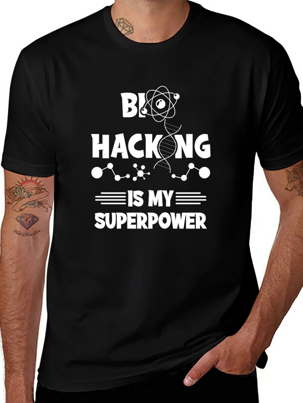 Biohacking is My Superpower Graphic Tee - Black
