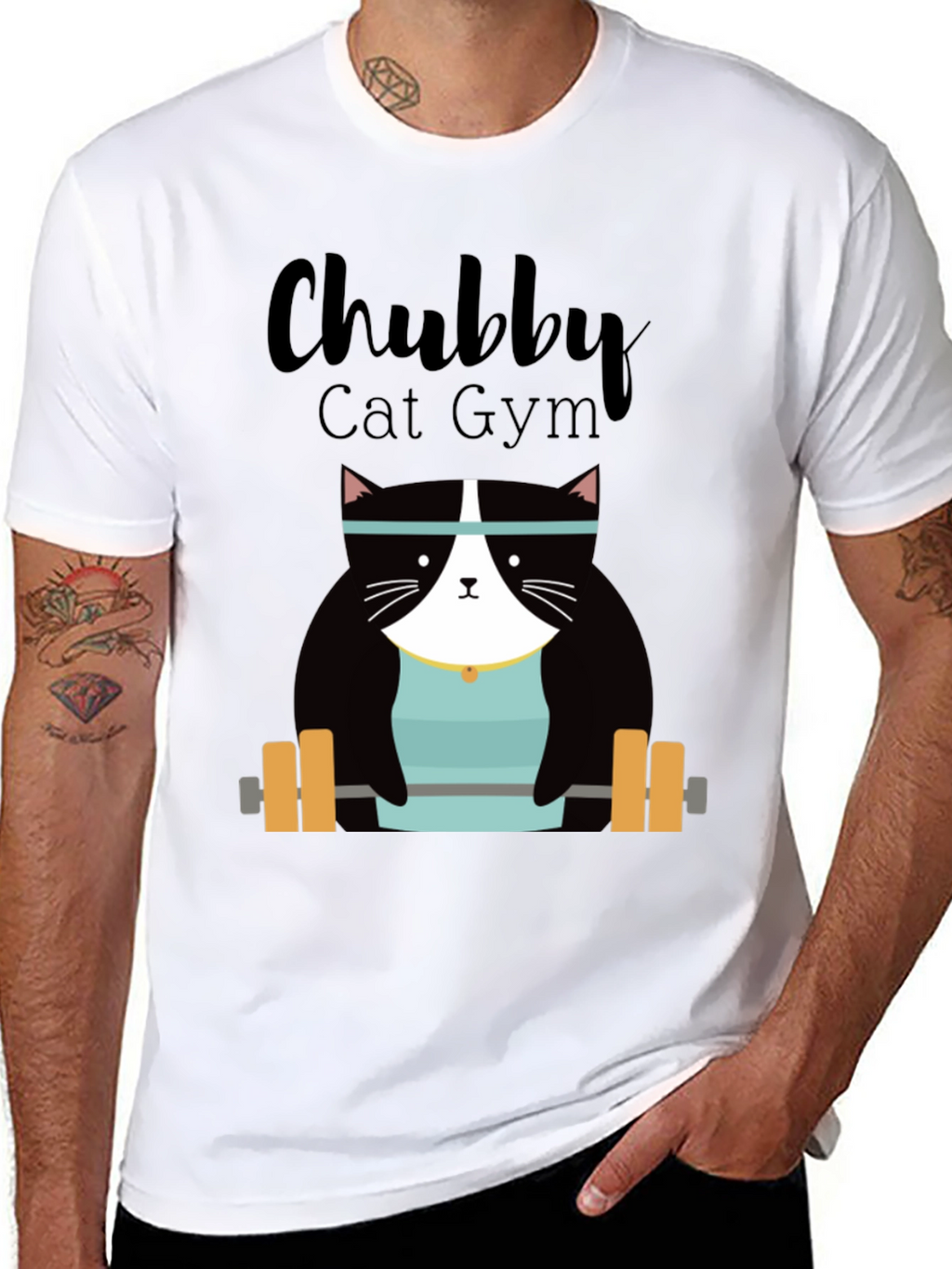 Chubby Cat Gym T-Shirt - Weightlifting Kitty Tee