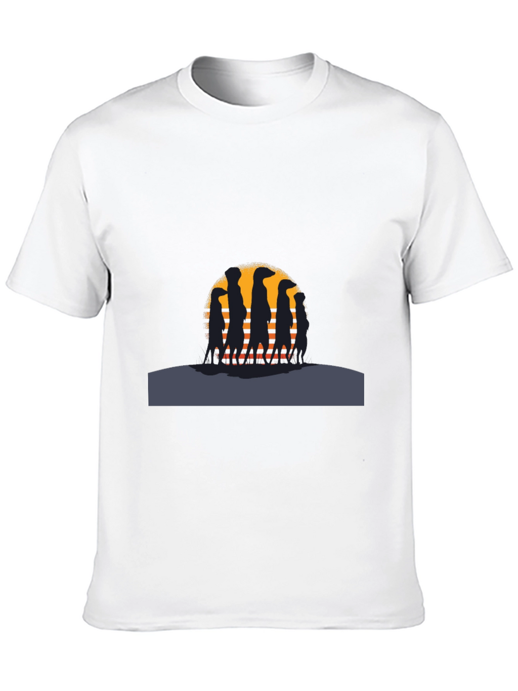 Meerkat Sunset Silhouette Black T-Shirt