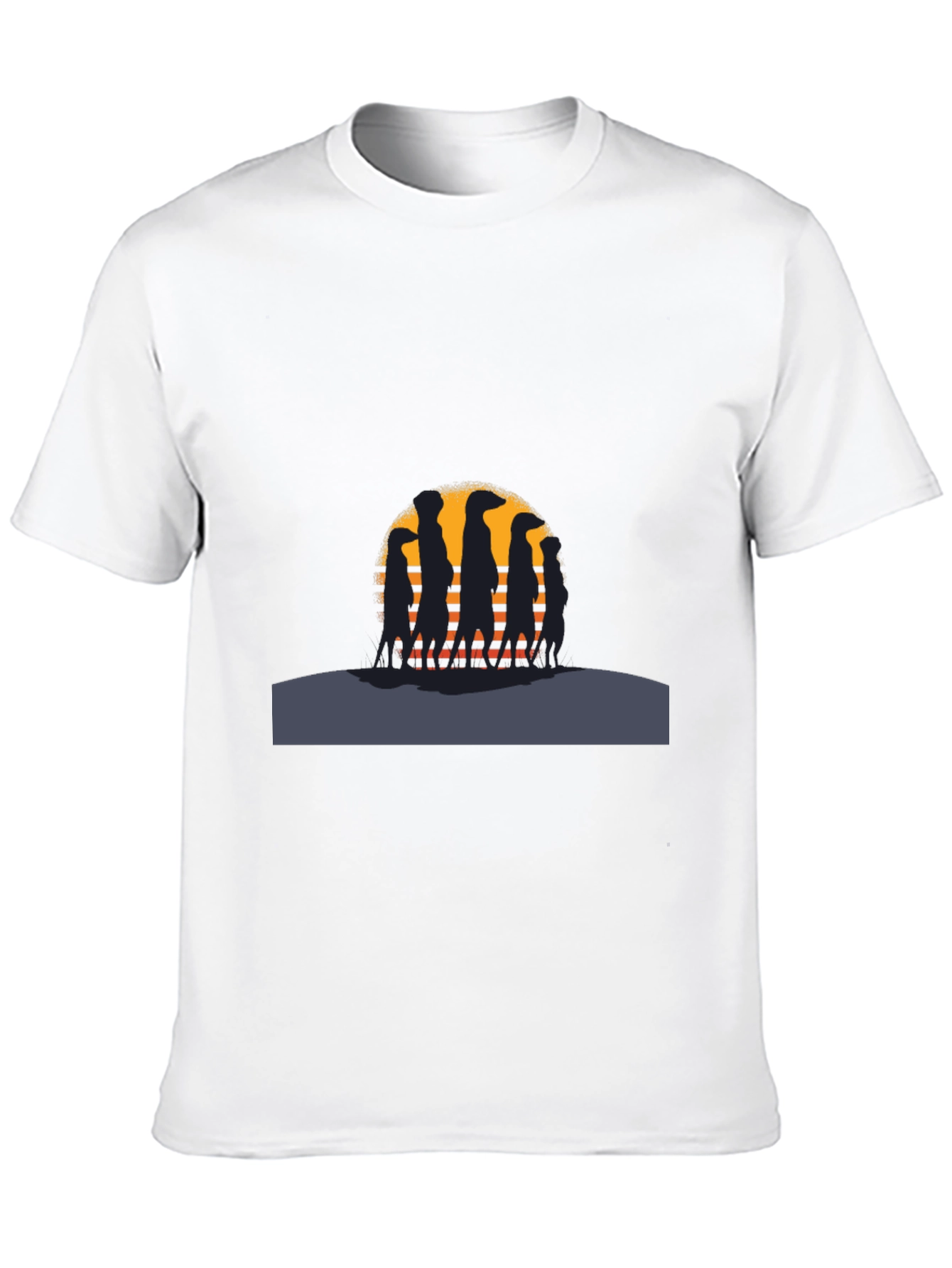 Meerkat Sunset Silhouette Black T-Shirt