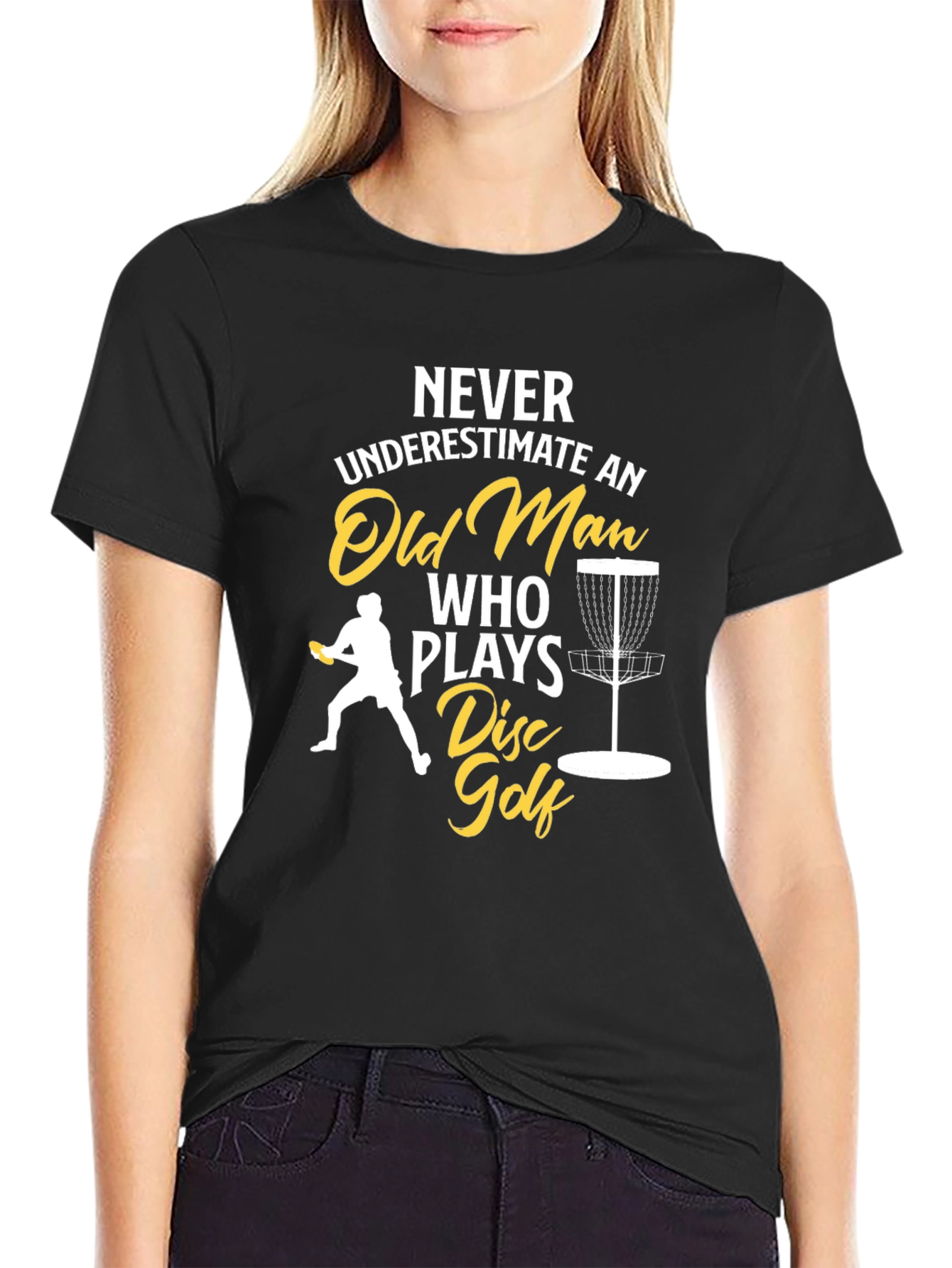 Never Underestimate Old Man Disc Golf T-Shirt