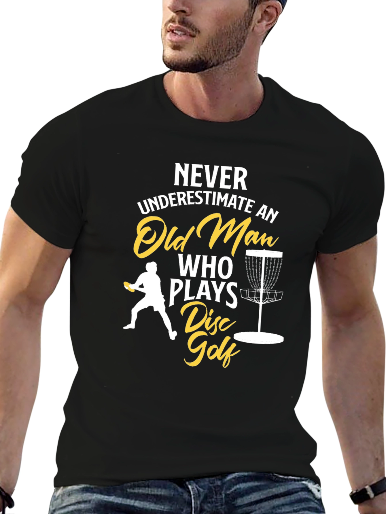 Never Underestimate Old Man Disc Golf T-Shirt