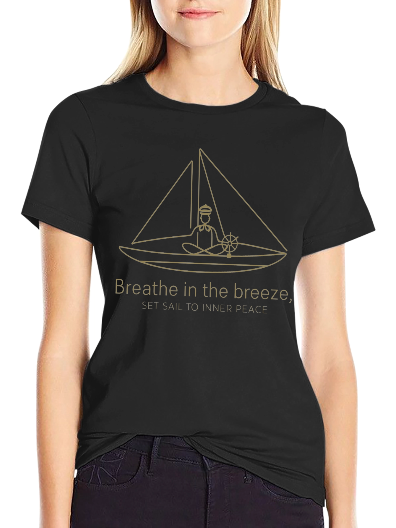 Breathe in the Breeze Black Graphic T-Shirt