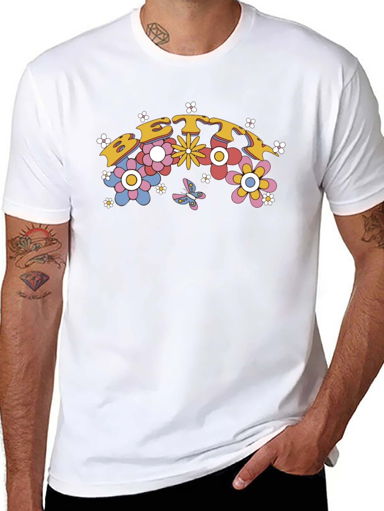 Retro Floral Graphic Tee - Black