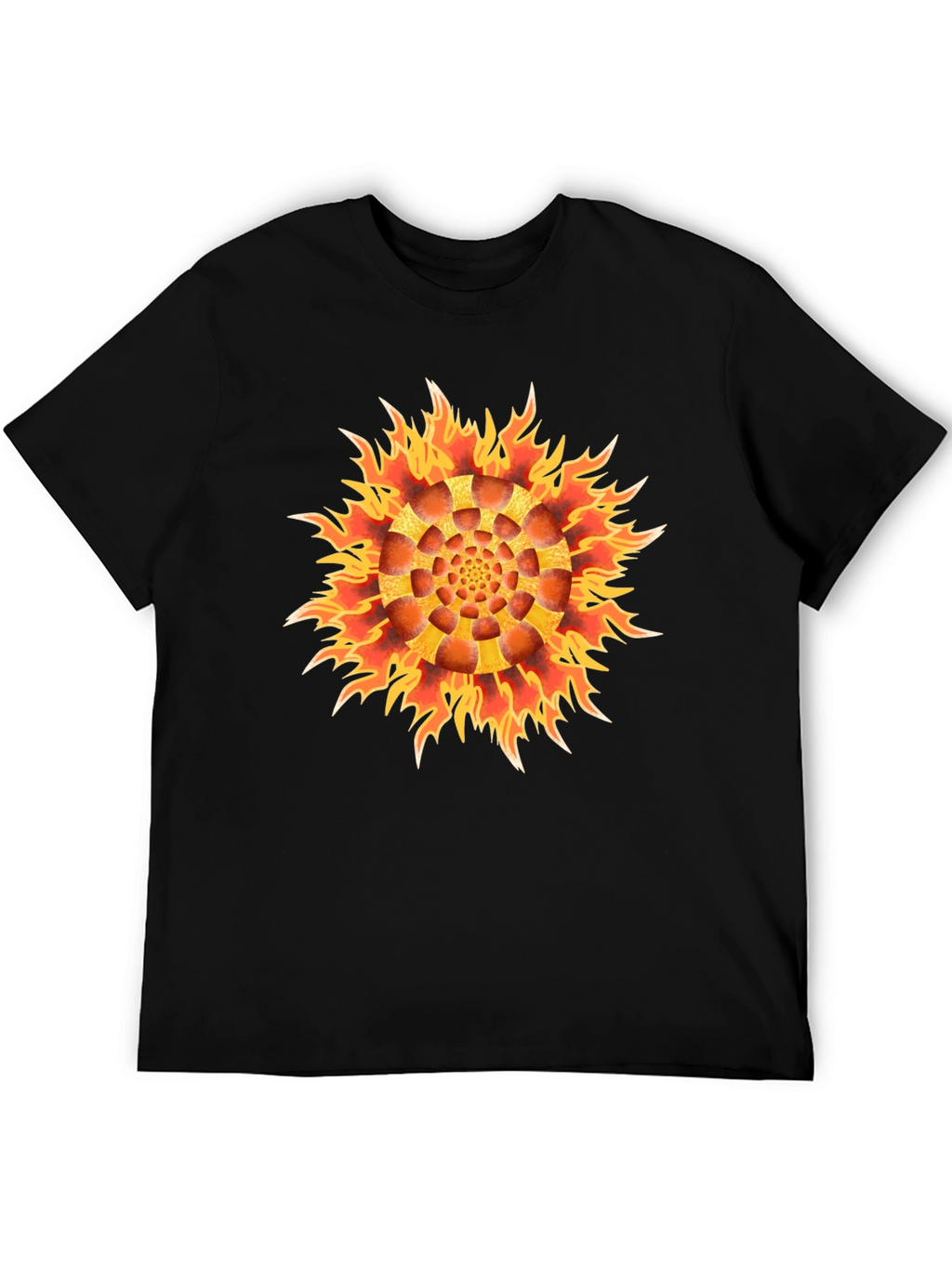 Fiery Flower Graphic Black T-Shirt