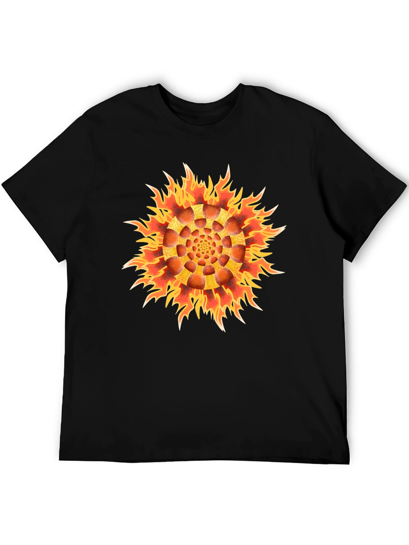 Fiery Flower Graphic Black T-Shirt