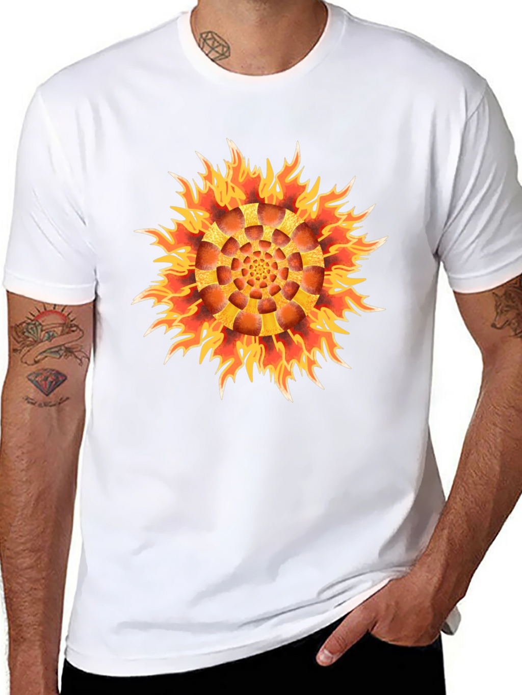 Fiery Flower Graphic Black T-Shirt