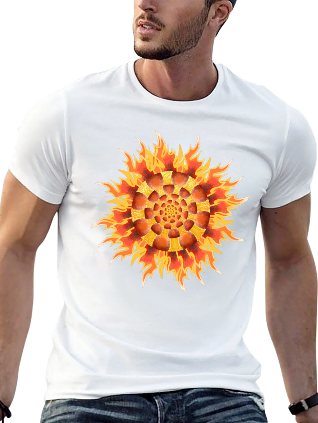 Fiery Flower Graphic Black T-Shirt