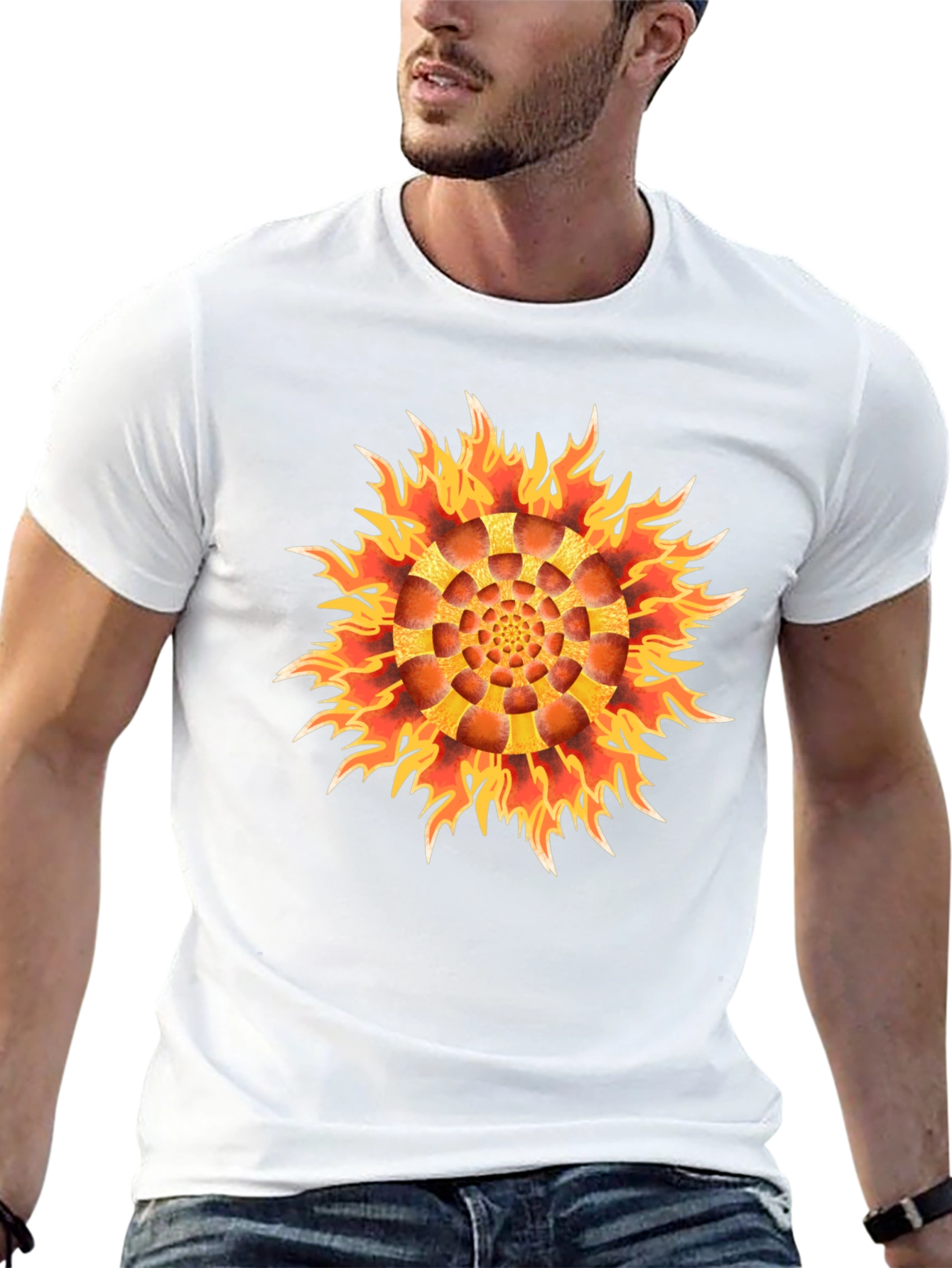 Fiery Flower Graphic Black T-Shirt