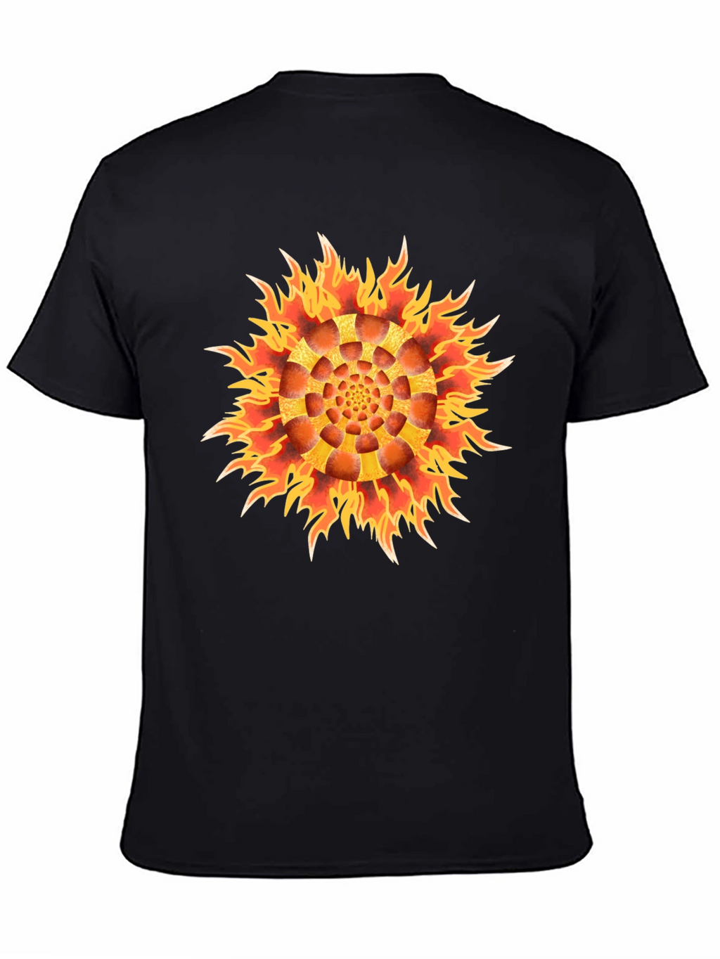 Fiery Flower Graphic Black T-Shirt