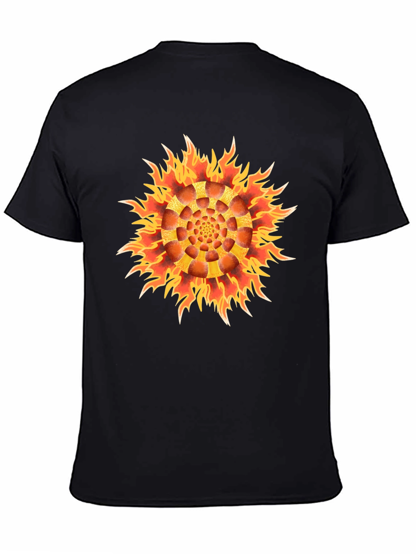 Fiery Flower Graphic Black T-Shirt