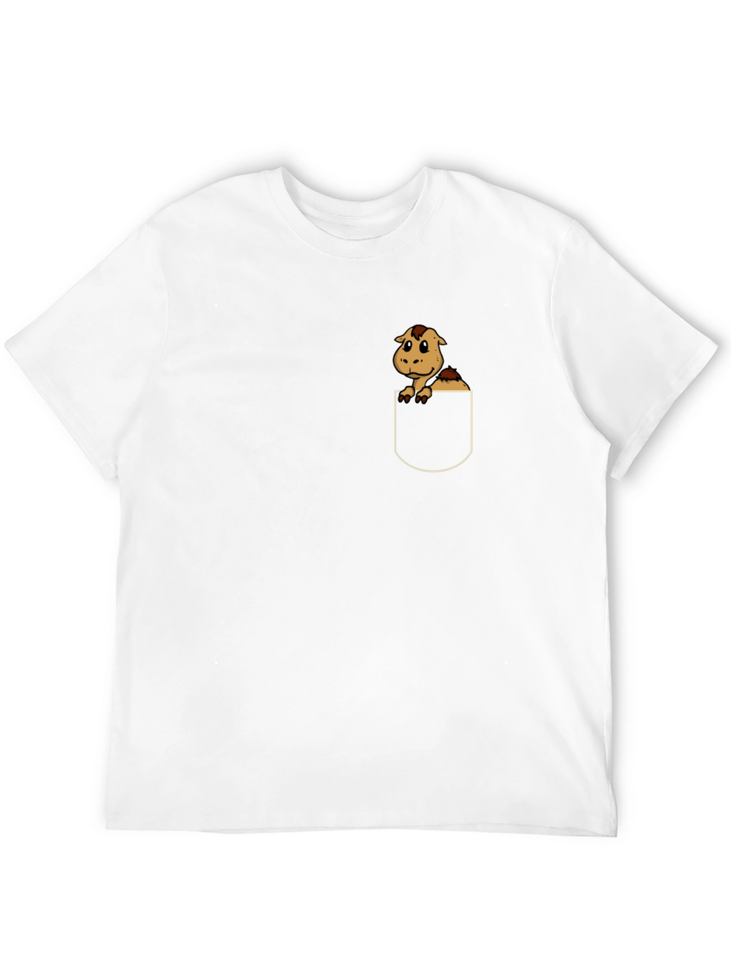 Cute Cartoon Horse in Pocket Black T-Shirt