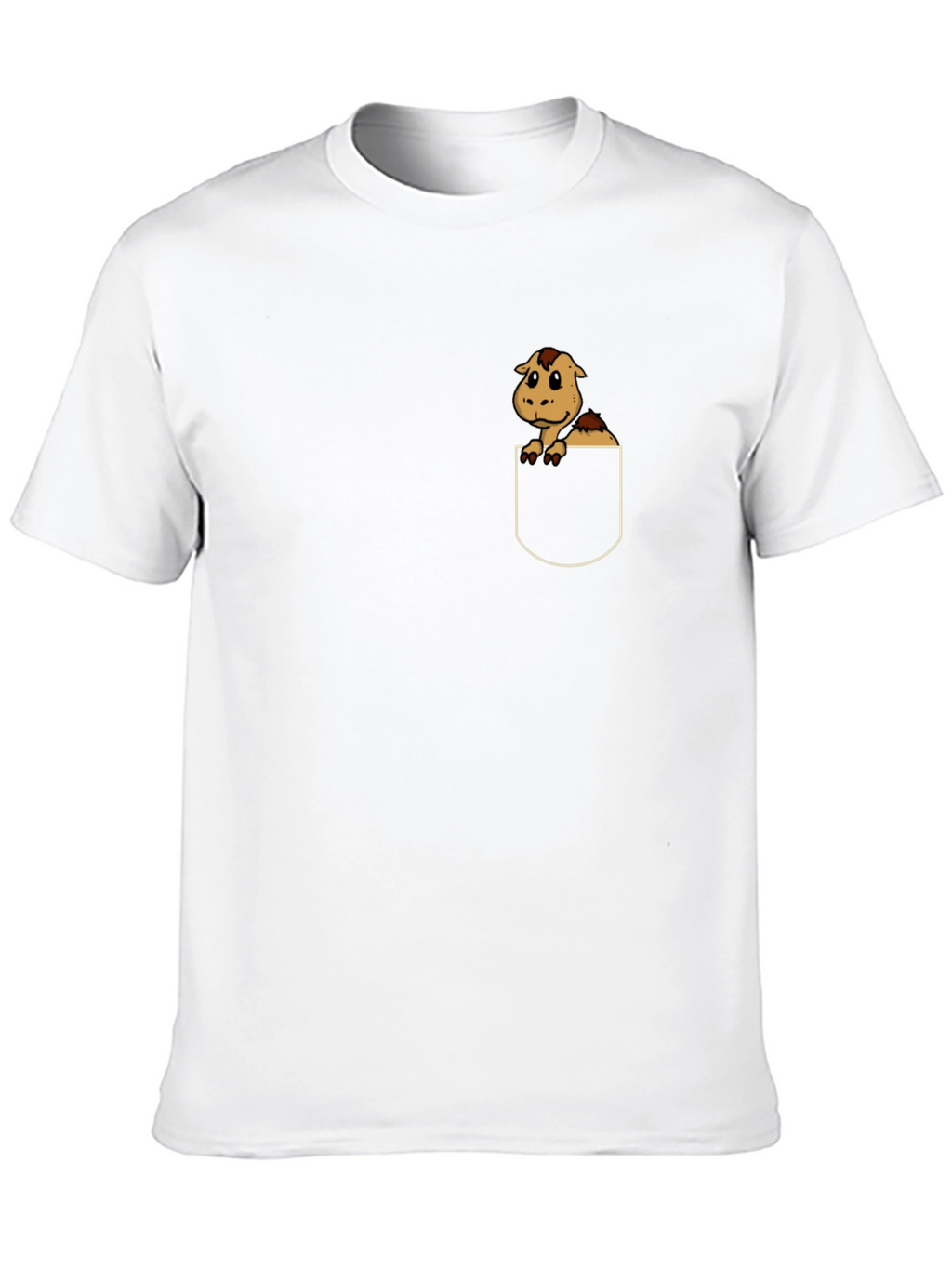 Cute Cartoon Horse in Pocket Black T-Shirt