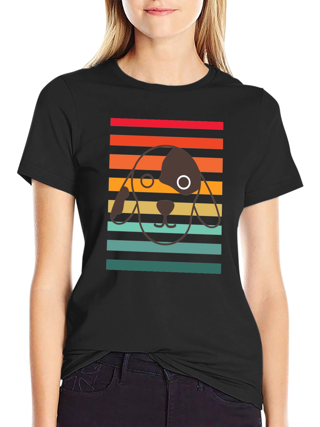 Retro Dog Graphic Tee - Unisex Black T-Shirt