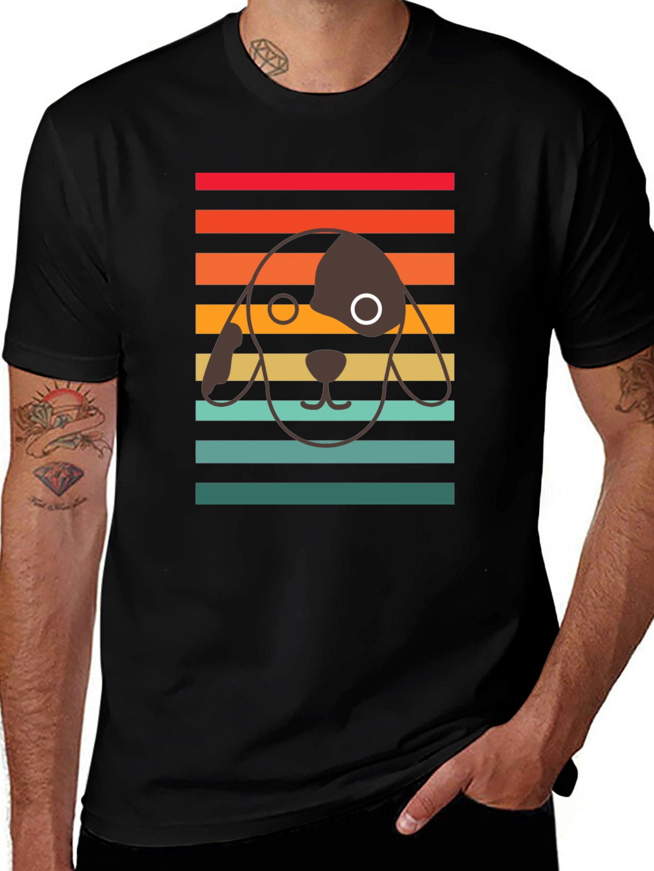 Retro Dog Graphic Tee - Unisex Black T-Shirt