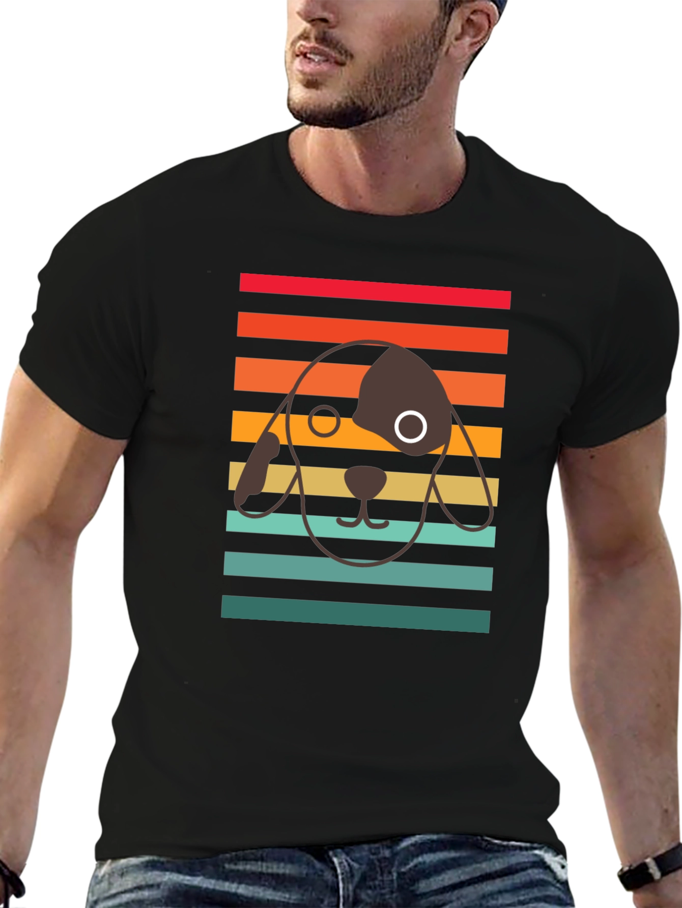 Retro Dog Graphic Tee - Unisex Black T-Shirt