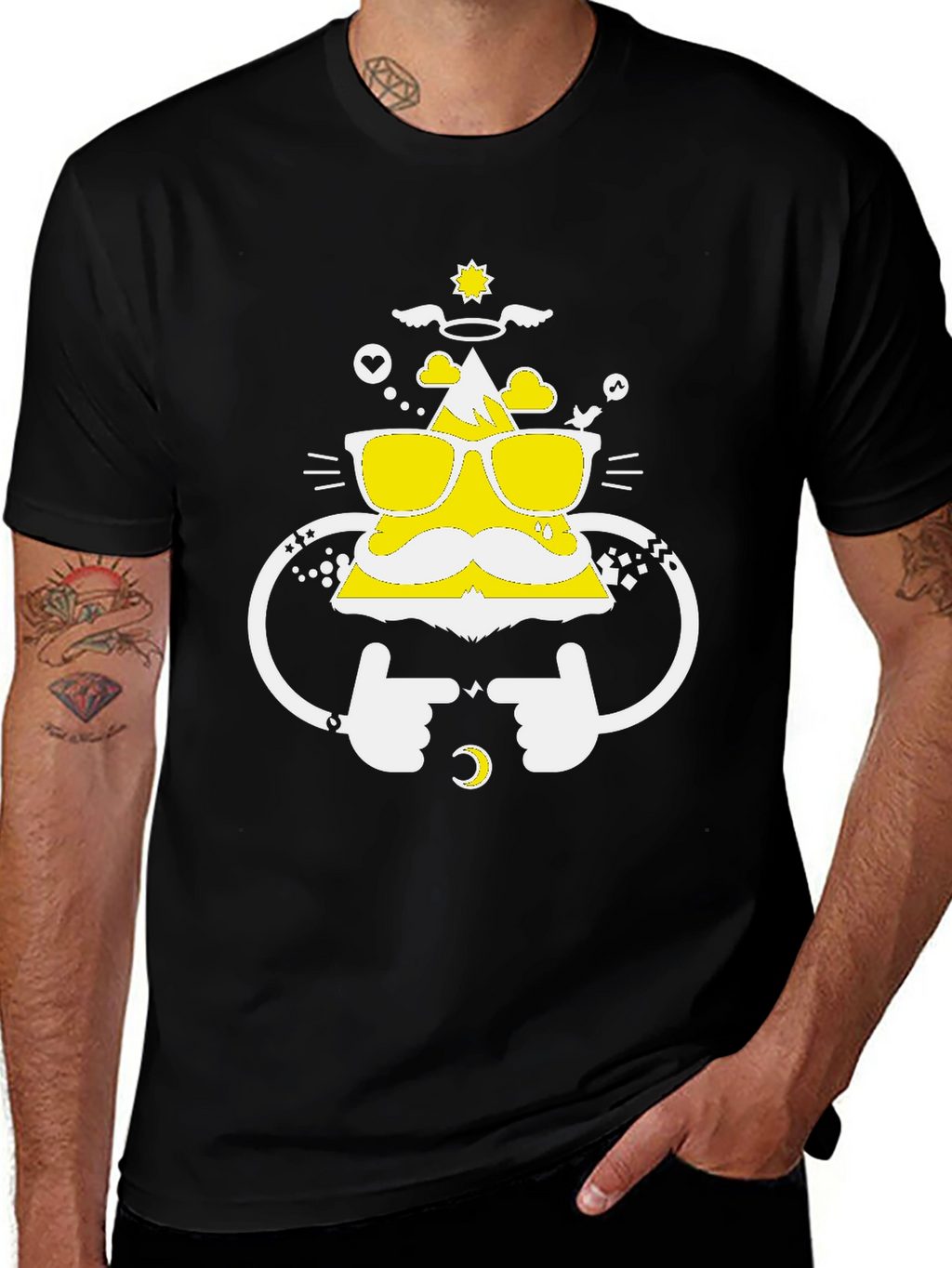 Funny Mountain Graphic Tee - Black Cotton T-Shirt