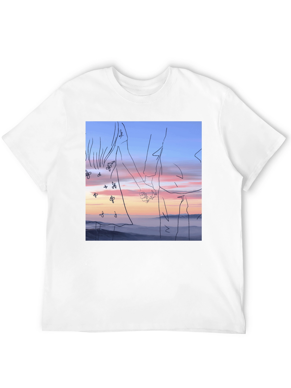Sunset Love T-Shirt: Unique Line Art Tee