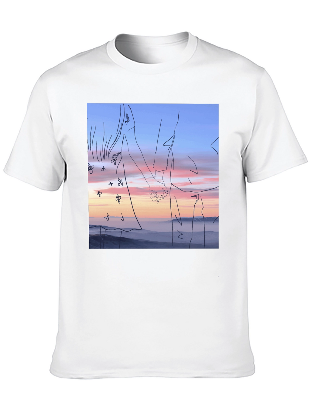 Sunset Love T-Shirt: Unique Line Art Tee