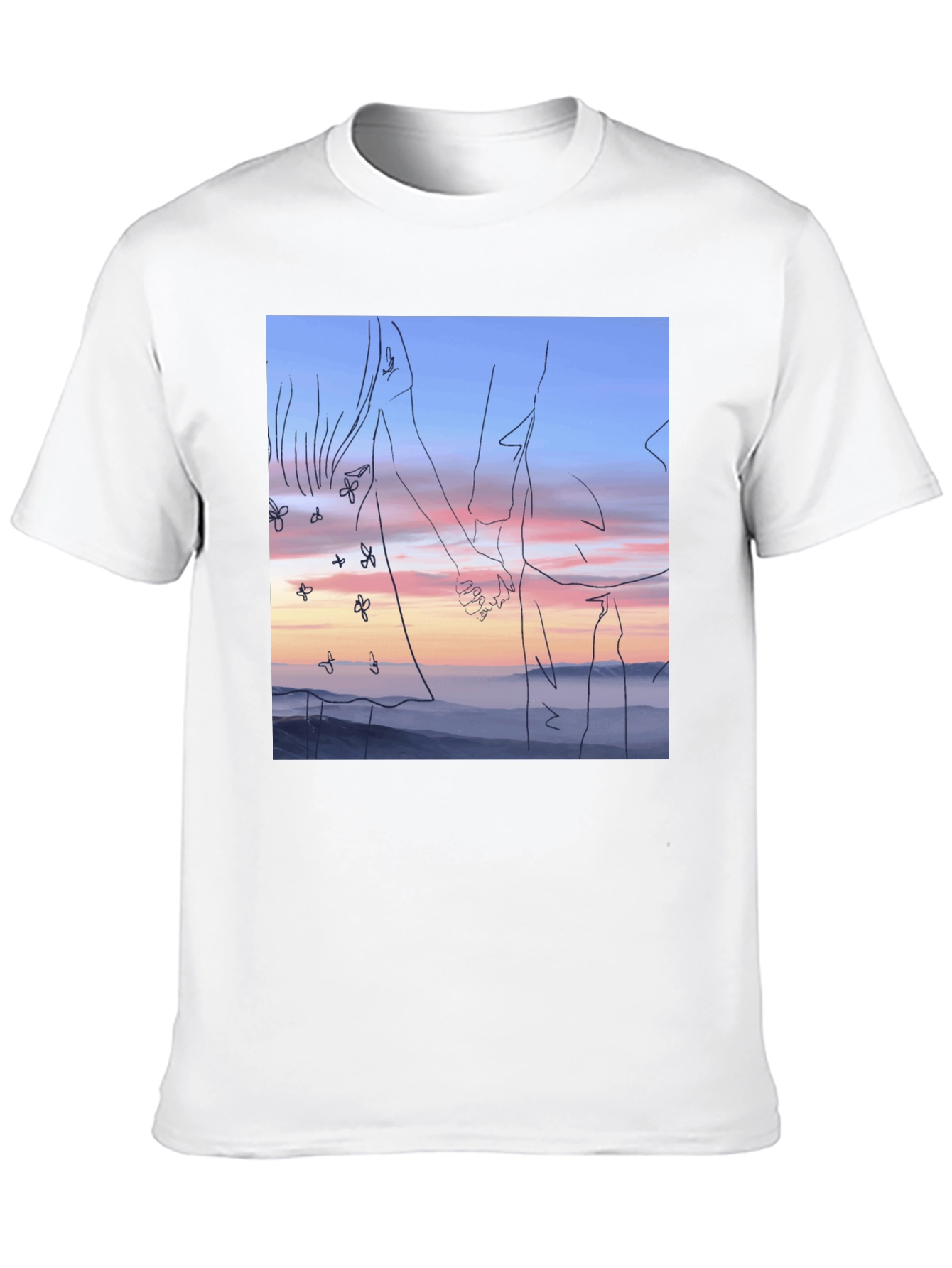 Sunset Love T-Shirt: Unique Line Art Tee