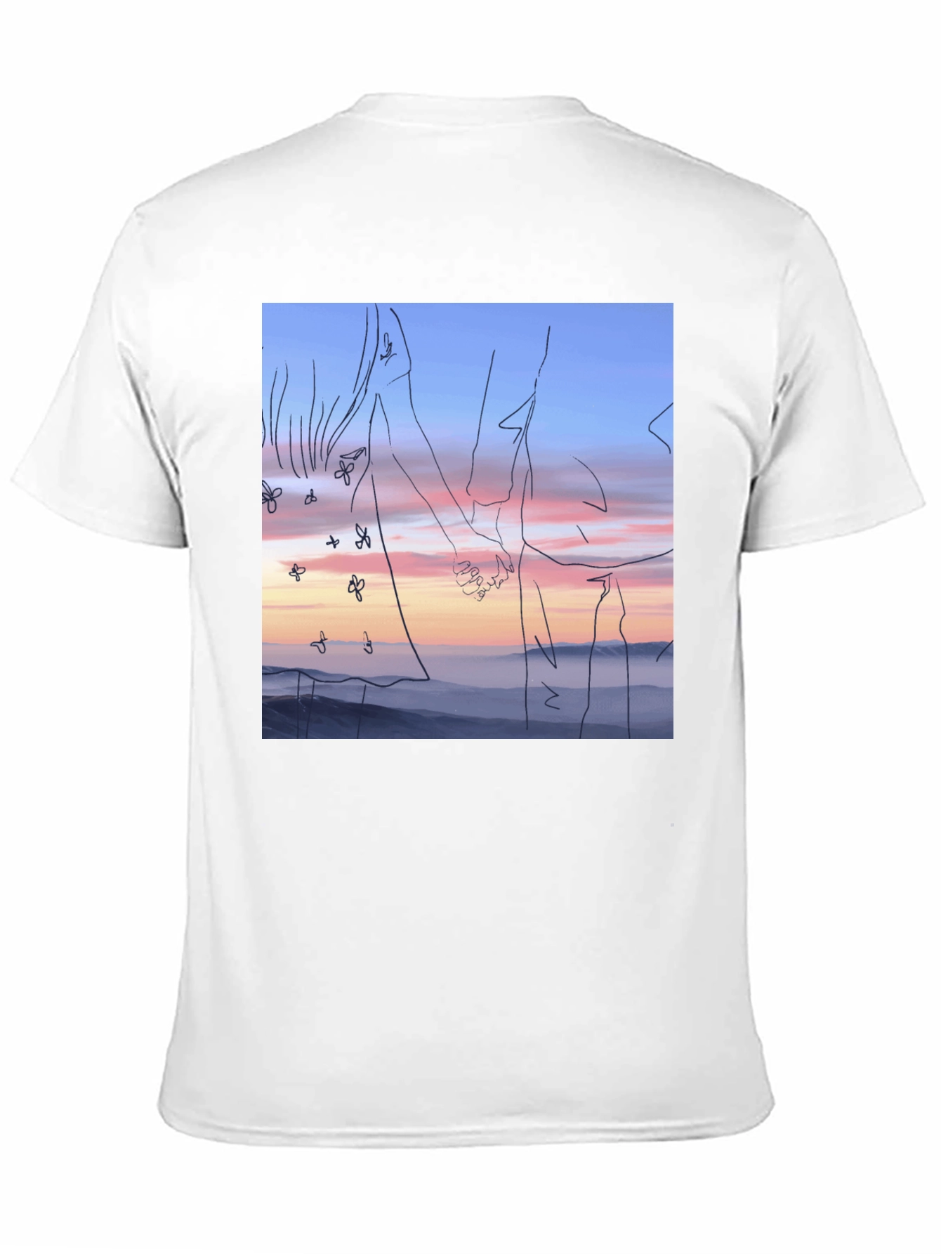Sunset Love T-Shirt: Unique Line Art Tee