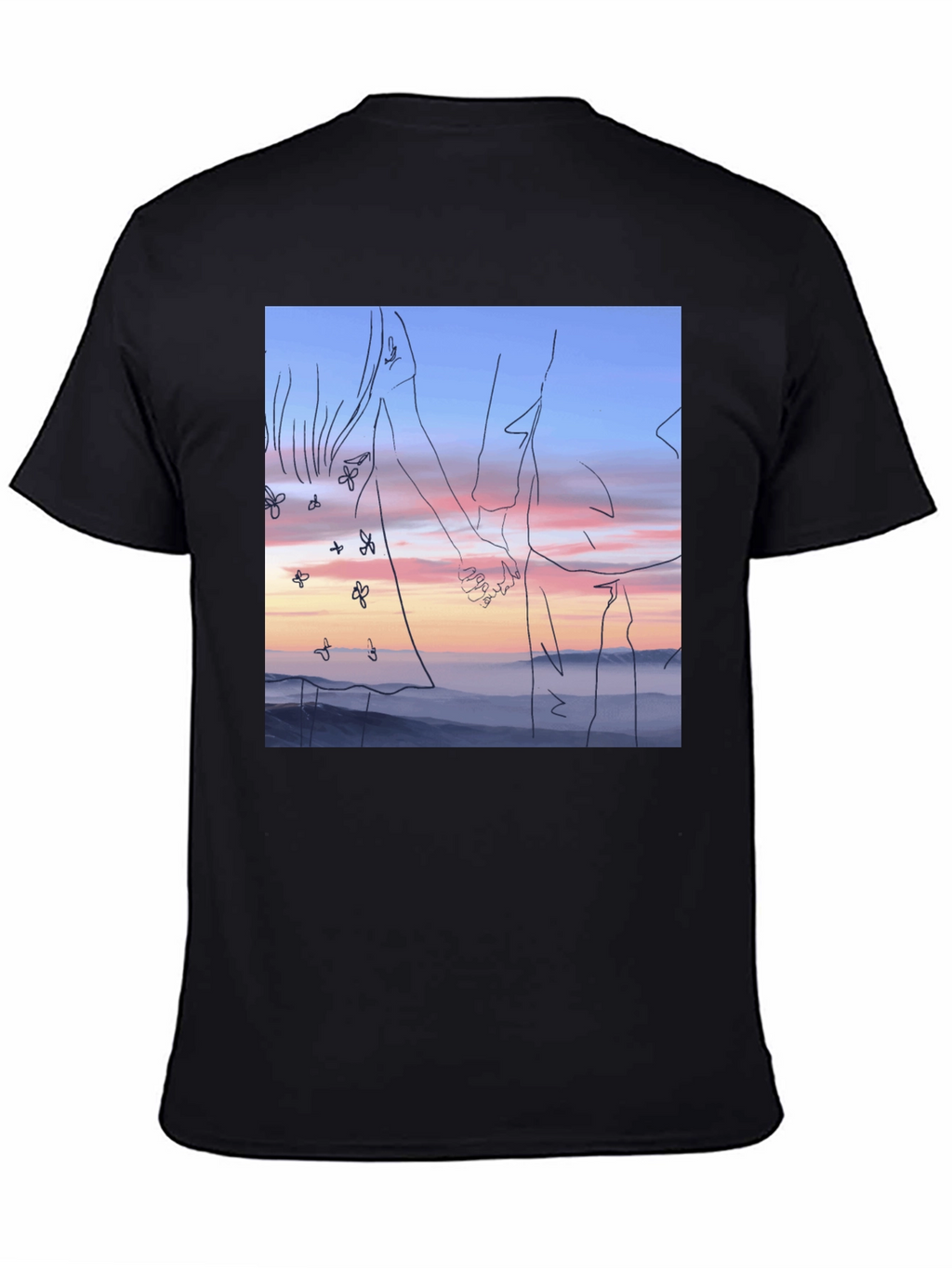 Sunset Love T-Shirt: Unique Line Art Tee