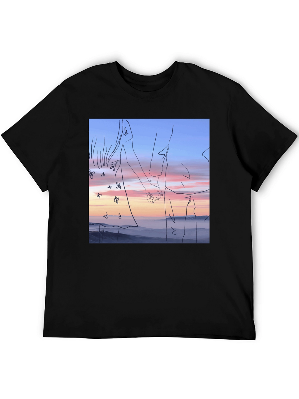 Sunset Love T-Shirt: Unique Line Art Tee