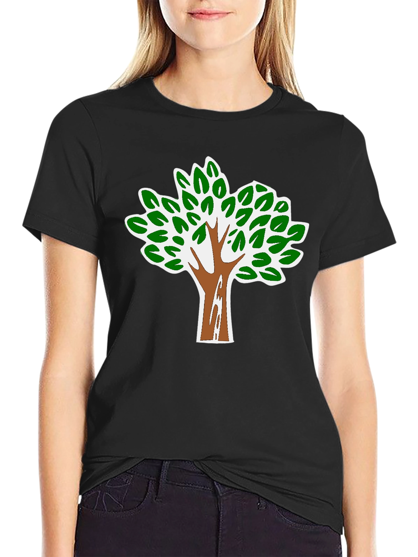 Nature Tree Graphic Tee - Black Cotton Blend