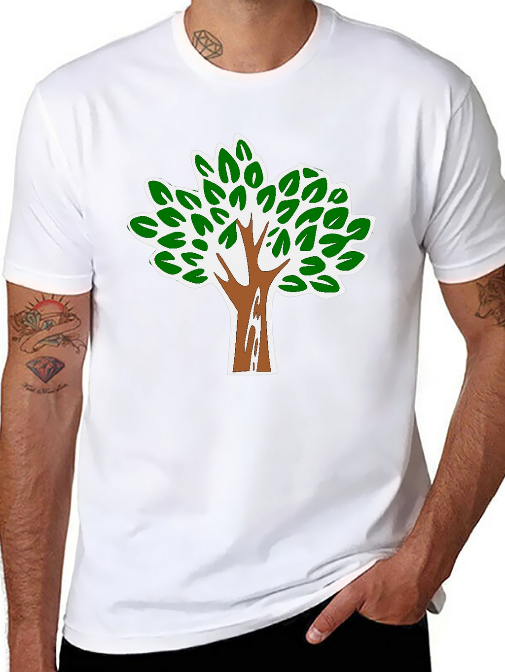 Nature Tree Graphic Tee - Black Cotton Blend