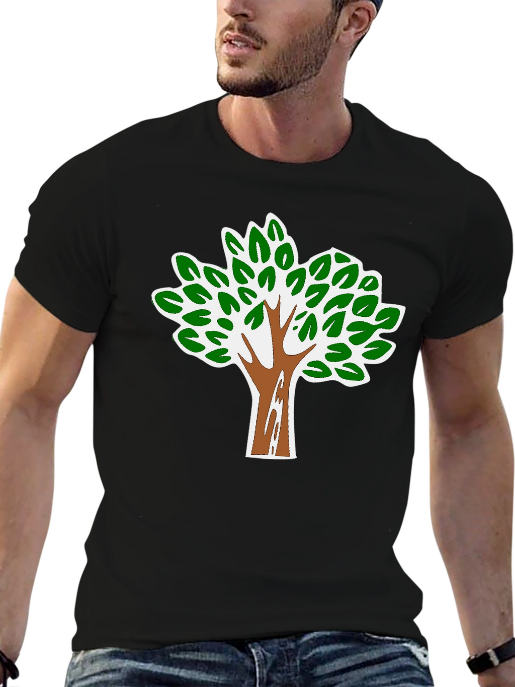 Nature Tree Graphic Tee - Black Cotton Blend