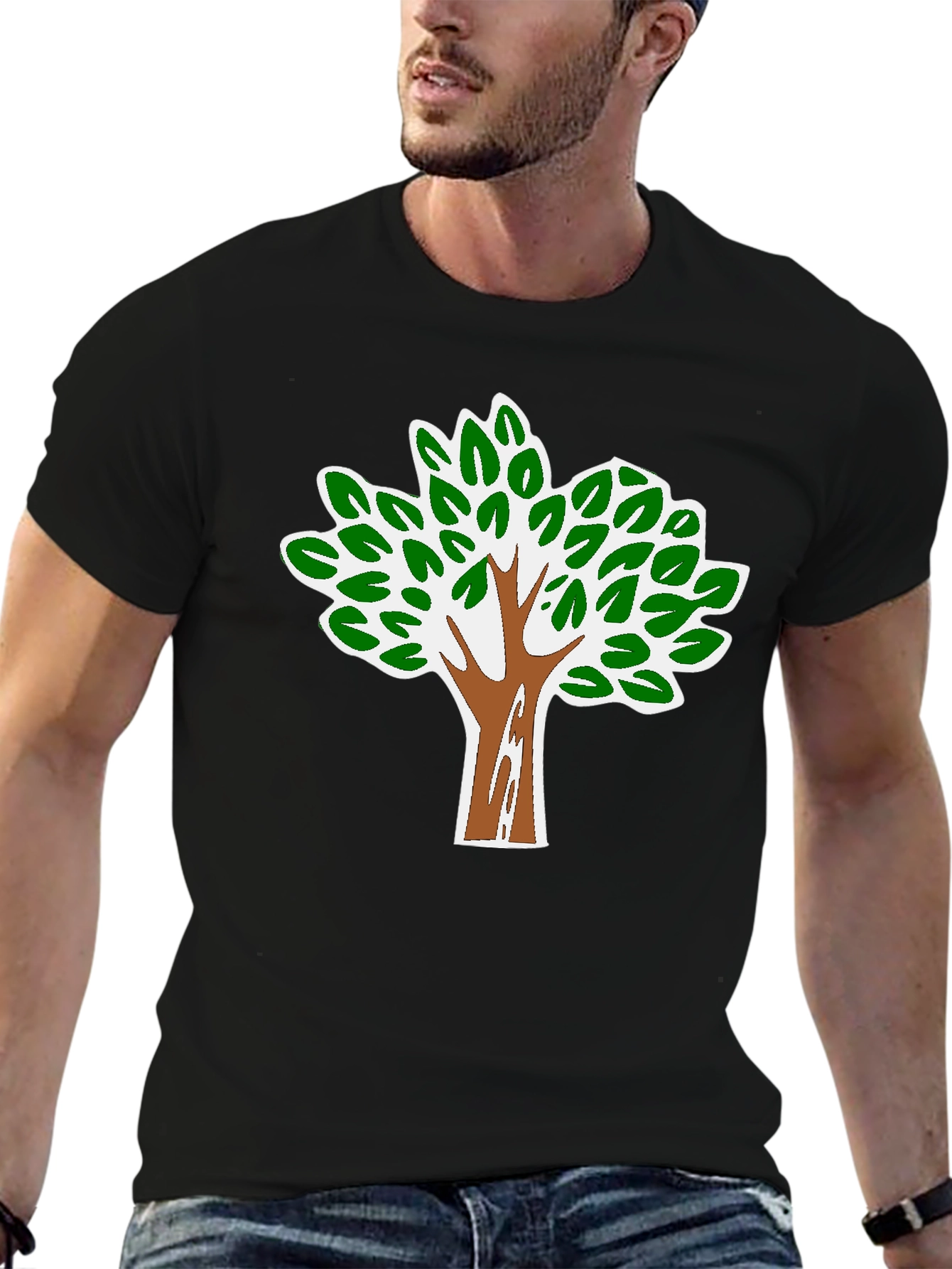 Nature Tree Graphic Tee - Black Cotton Blend