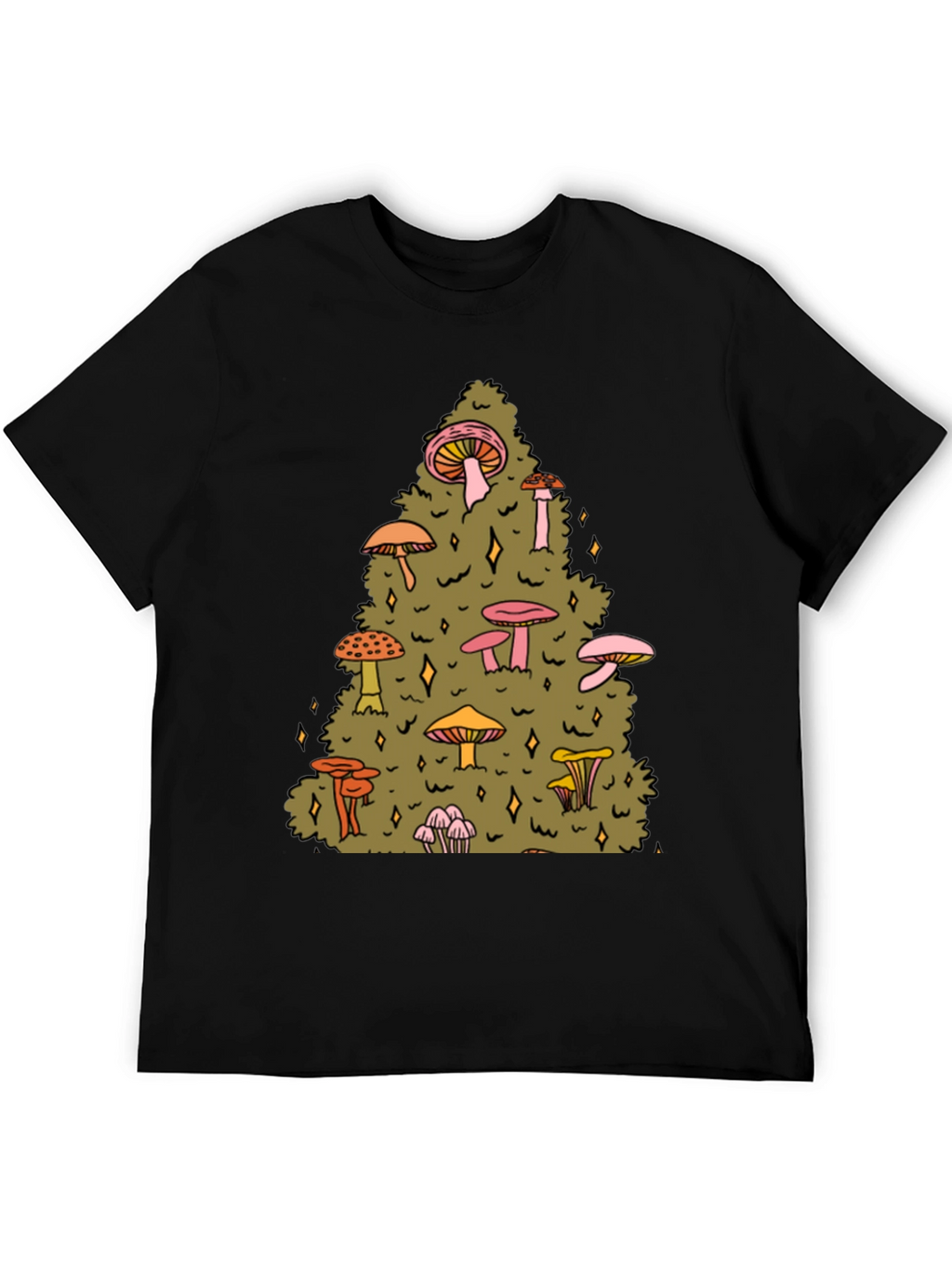 Mushroom Forest Graphic Tee - Black Cotton