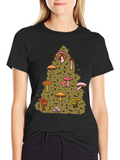 Mushroom Forest Graphic Tee - Black Cotton