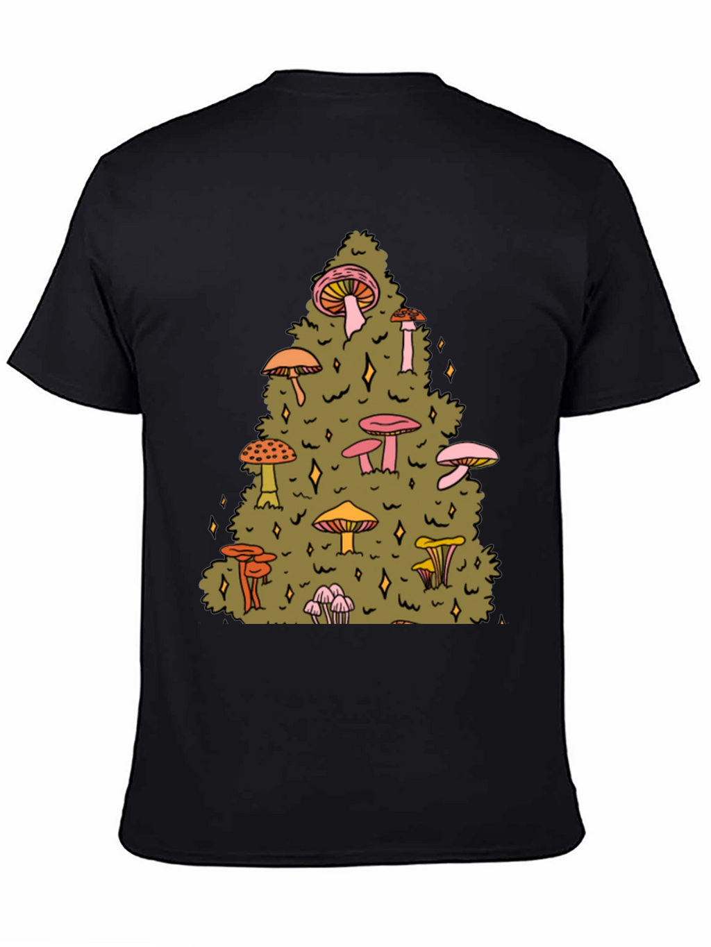 Mushroom Forest Graphic Tee - Black Cotton