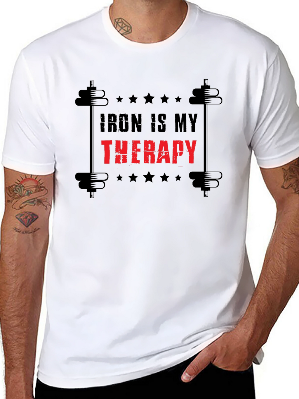 Iron is My Therapy Black Graphic T-Shirt