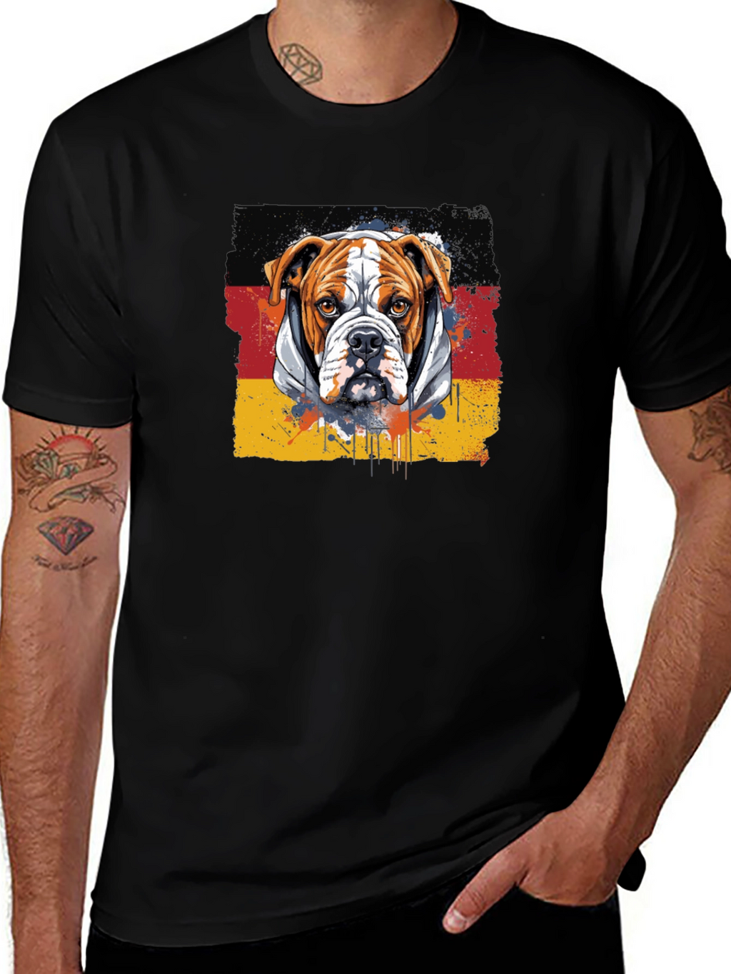 Bulldog Germany Flag Graphic T-Shirt