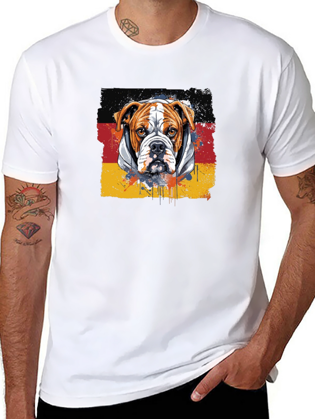Bulldog Germany Flag Graphic T-Shirt
